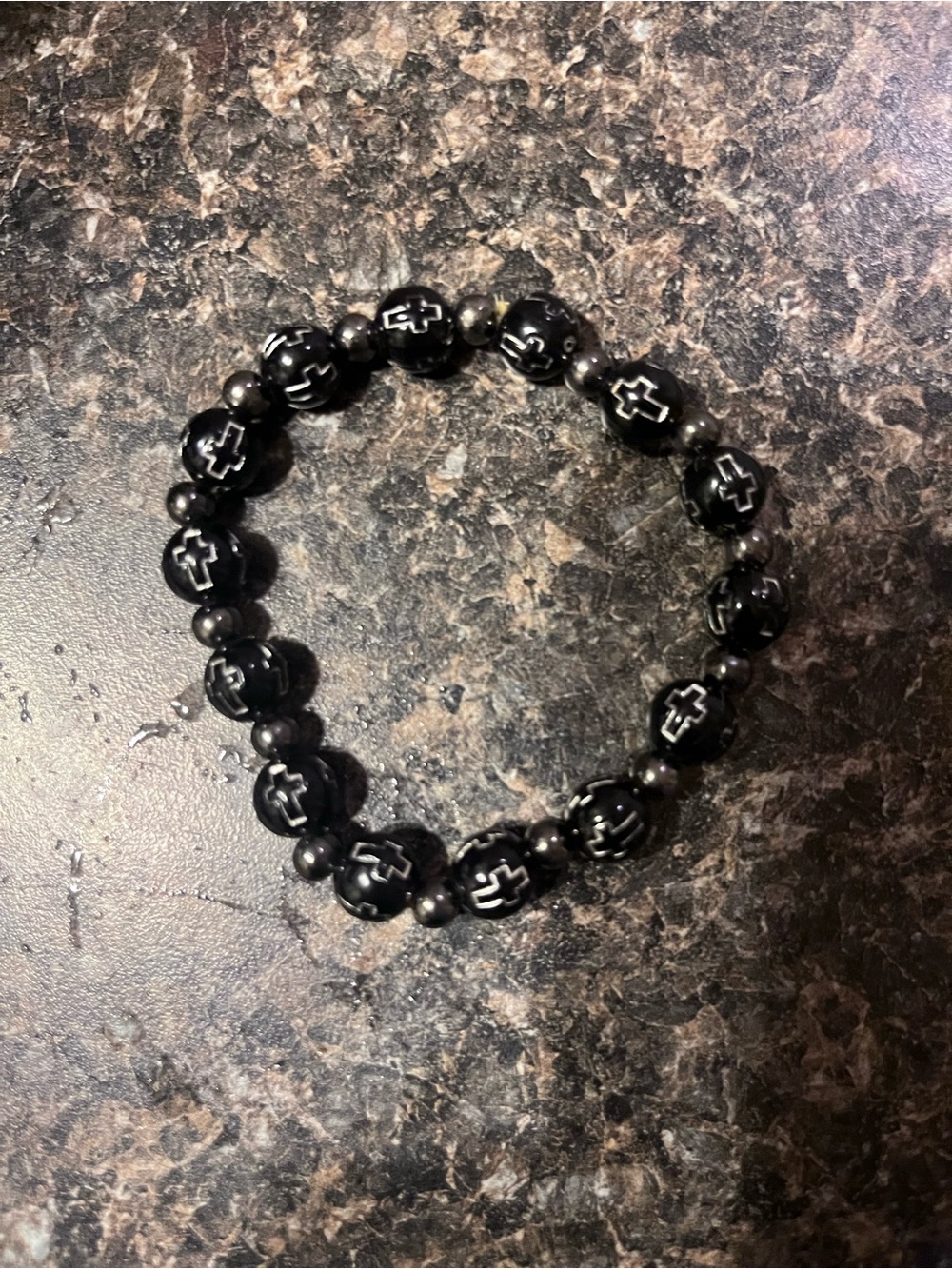 Black Cross Bead Stretch Bracelet - Women Jewelry